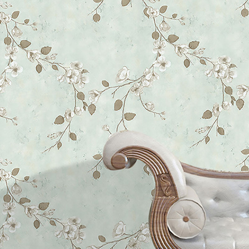 Bedroom Wall Covering with Natural Color Dense Flower Pattern, Non-Pasted Green Clearhalo 'Country wall decor' 'Rustic' 'Wallpaper' Wall Decor' 927339