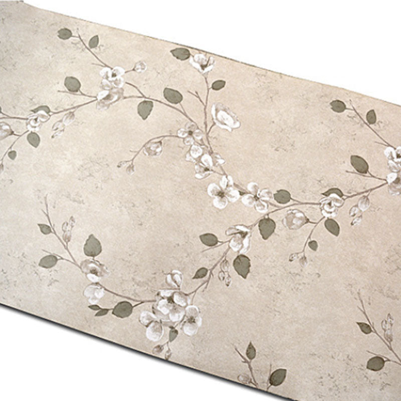 Bedroom Wall Covering with Natural Color Dense Flower Pattern, Non-Pasted Clearhalo 'Country wall decor' 'Rustic' 'Wallpaper' Wall Decor' 927347