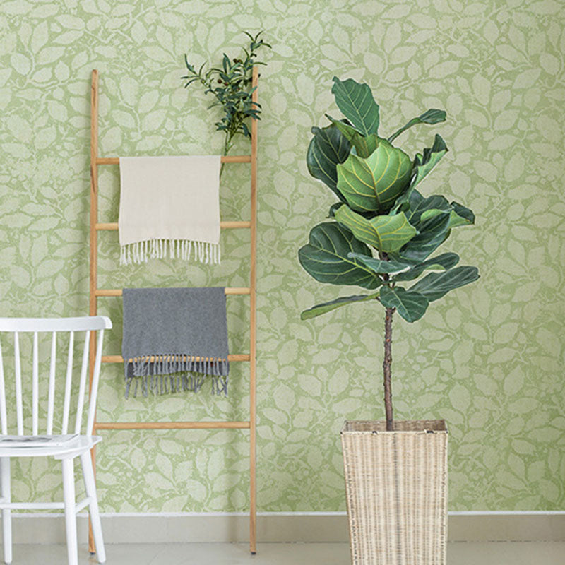 Soft Color Wall Decor Non-Woven Moisture-Resistant 3D Print Leaf Wallpaper Roll Light Green Clearhalo 'Country wall decor' 'Rustic' 'Wallpaper' Wall Decor' 928698