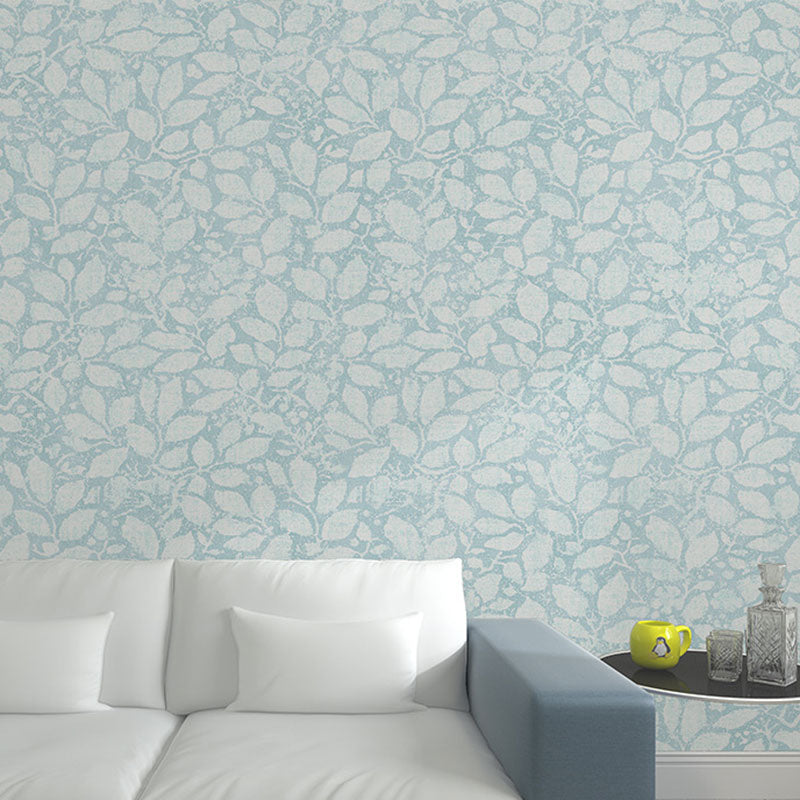 Soft Color Wall Decor Non-Woven Moisture-Resistant 3D Print Leaf Wallpaper Roll Light Blue Clearhalo 'Country wall decor' 'Rustic' 'Wallpaper' Wall Decor' 928701