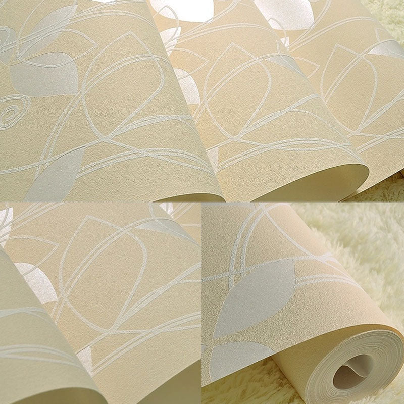Non-Pasted Wallpaper Roll with Pastel Yellow Botanical Leaf, 33-foot x 20.5-inch Clearhalo 'Country wall decor' 'Rustic' 'Wallpaper' Wall Decor' 929057