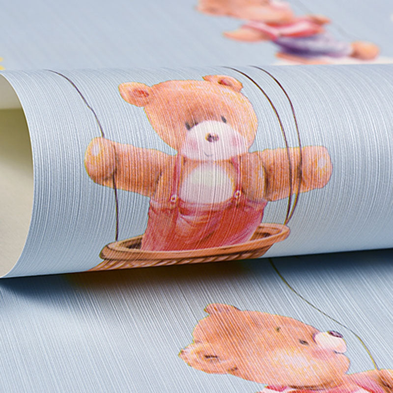 Minimalist Cartoon Bear Wallpaper Roll for Children's Bedroom, Non-Pasted, 20.5" x 31' Clearhalo 'Wall Decor' 'Wallpaper' 929134