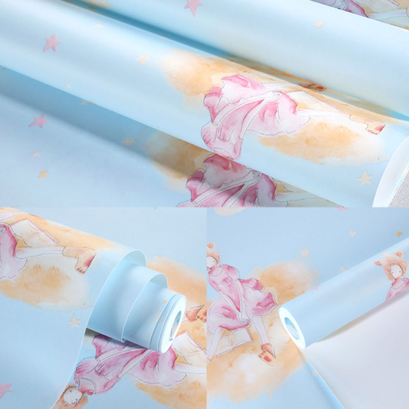 Non-Woven Wall Decor Non-Pasted Cartoon Wallpaper Roll for Girl's Bedroom Clearhalo 'Wall Decor' 'Wallpaper' 929215