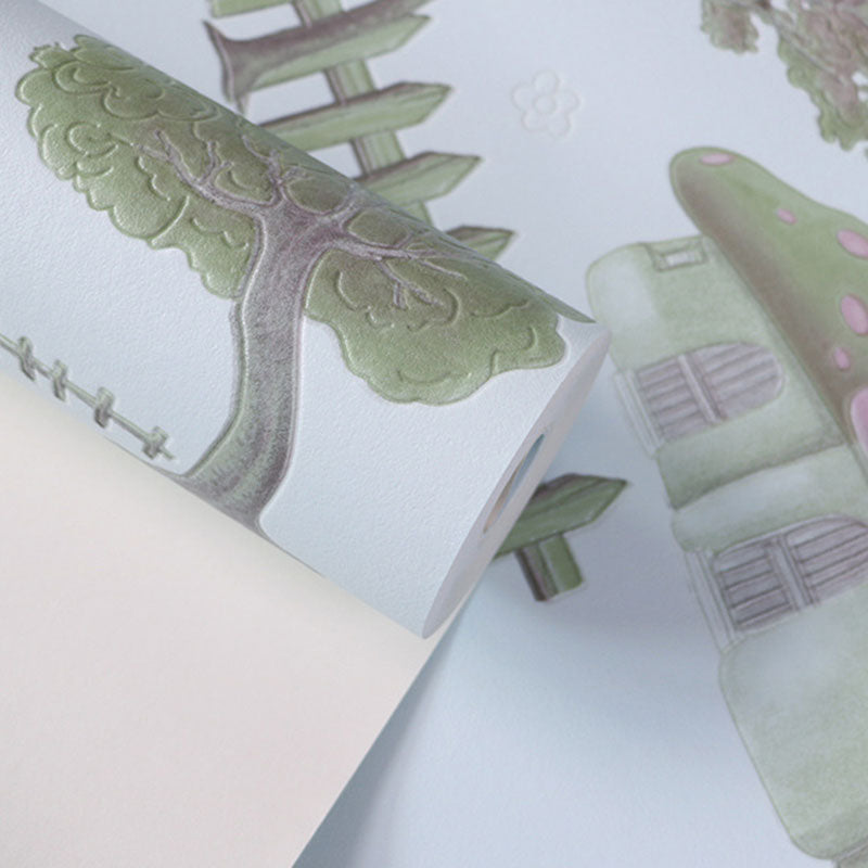 Non-Pasted 20.5" x 33' Wallpaper Simple Cartoon Mushroom Wall Covering for Boy or Girl Clearhalo 'Wall Decor' 'Wallpaper' 929309