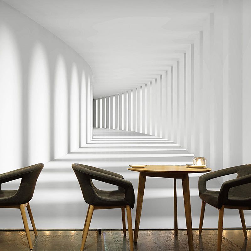 Extra Large Modern Wall Murals Light Color 3D Print Outspread Zone Wall Covering, Made to Measure White A Clearhalo 'Wall Decor' 'Wall Mural' 929522