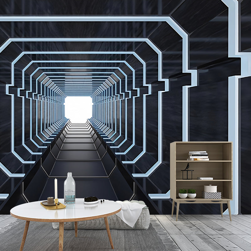 Modern Wall Art for Meeting Room, Black and White 3D Outstretched Tunnel, Made to Measure Clearhalo 'Wall Decor' 'Wall Mural' 929628