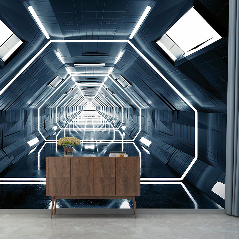 Modern Wall Art for Meeting Room, Black and White 3D Outstretched Tunnel, Made to Measure Clearhalo 'Wall Decor' 'Wall Mural' 929633