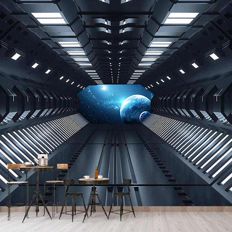 Modern Wall Art for Meeting Room, Black and White 3D Outstretched Tunnel, Made to Measure Clearhalo 'Wall Decor' 'Wall Mural' 929639