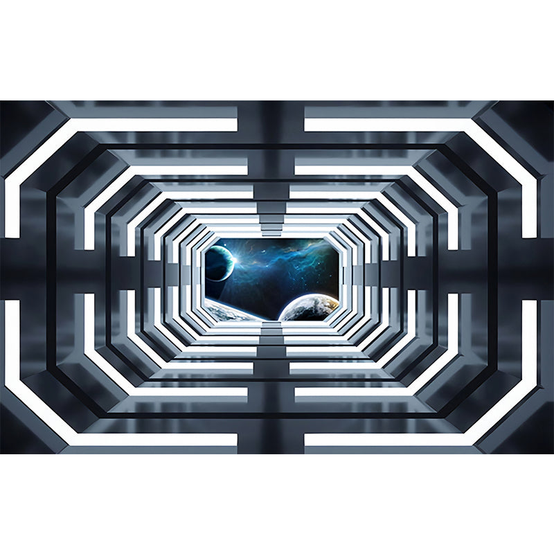 Modern Wall Art for Meeting Room, Black and White 3D Outstretched Tunnel, Made to Measure Clearhalo 'Wall Decor' 'Wall Mural' 929648