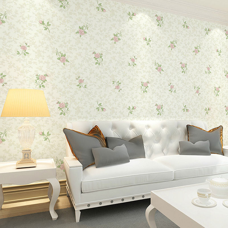 Non-Pasted Wallpaper 20.5 in x 31 ft Countryside 3D Dense Flower Pattern Wall Decor for Accent Wall Pink Clearhalo 'Country wall decor' 'Rustic' 'Wallpaper' Wall Decor' 930115