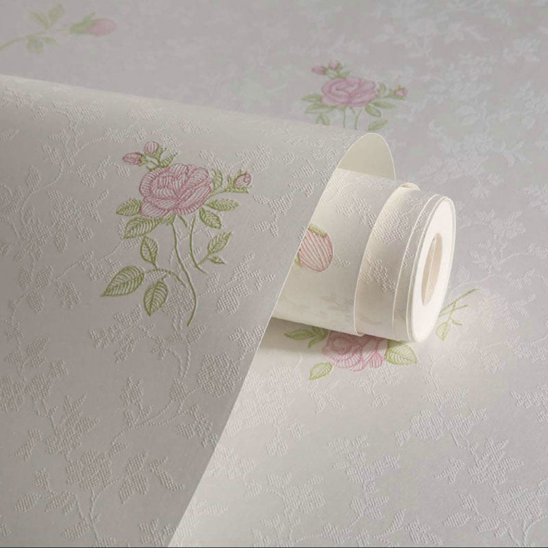 Non-Pasted Wallpaper 20.5 in x 31 ft Countryside 3D Dense Flower Pattern Wall Decor for Accent Wall Clearhalo 'Country wall decor' 'Rustic' 'Wallpaper' Wall Decor' 930117
