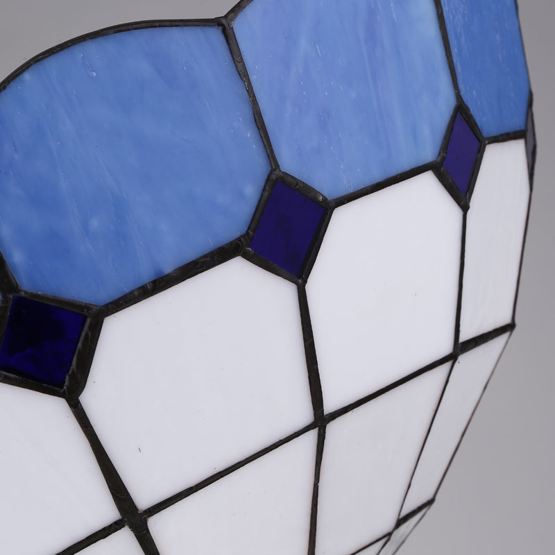 12"/16" W Bowl Semi Flushmount Victorian Tiffany Stained Glass Semi Flush Light in Blue/Blue-White/Green-Yellow for Living Room Clearhalo 'Ceiling Lights' 'Chandeliers' 'Close To Ceiling Lights' 'Close to ceiling' 'Glass shade' 'Glass' 'Pendant Lights' 'Semi-flushmount' 'Tiffany close to ceiling' 'Tiffany' Lighting' 93140