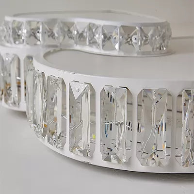 Double Heart LED Flushmount Light Modern Stylish Acrylic Ceiling Light with Clear Crystal Deco in White for Bedroom Clearhalo 'Ceiling Lights' 'Close To Ceiling Lights' 'Close to ceiling' 'Flush mount' Lighting' 95059