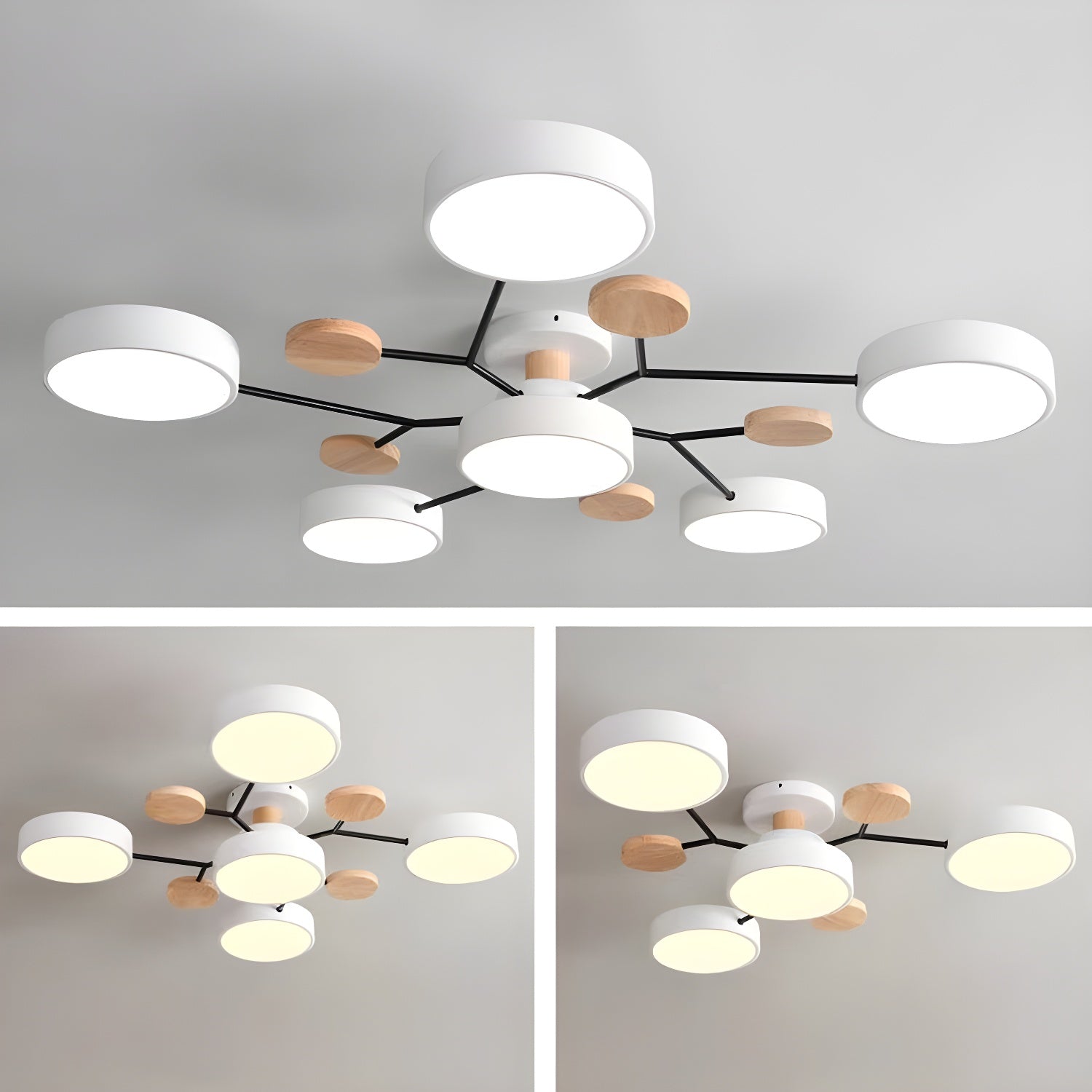 Macaron Molecular LED Ceiling Fixture Metal Living Room Semi Flush Mount Light