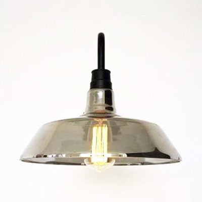 One Bulb Wall Sconce Lighting with Barn Shade Smoked Glass Industrial Living Room Light Fixture in Black Clearhalo 'Cast Iron' 'Glass' 'Industrial wall lights' 'Industrial' 'Middle century wall lights' 'Modern' 'Tiffany' 'Traditional wall lights' 'Wall Lamps & Sconces' 'Wall Lights' Lighting' 95794