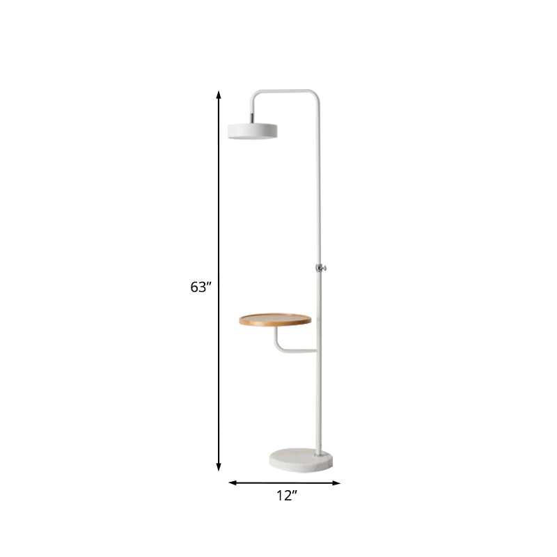 White Finish Circle Floor Desk Lamp Modernism LED Metal Standing Light with Marble Base Clearhalo 'Floor Lamps' 'Lamps' Lighting' 960129