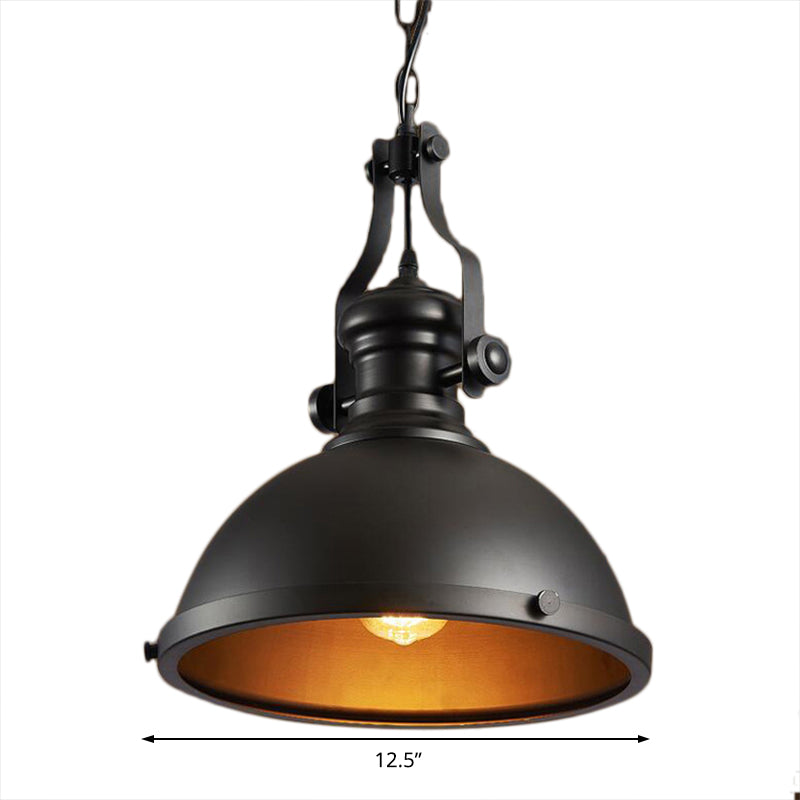 Dome Shade Metallic Ceiling Fixture Industrial Style 1 Light Dining Room Hanging Pendant Light Clearhalo 'Art Deco Pendants' 'Black' 'Cast Iron' 'Ceiling Lights' 'Ceramic' 'Crystal' 'Industrial Pendants' 'Industrial' 'Metal' 'Middle Century Pendants' 'Pendant Lights' 'Pendants' 'Rustic Pendants' 'Tiffany' Lighting' 96076