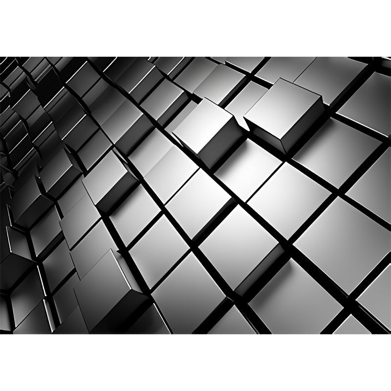 Whole Photo Style Mural Wallpaper with 3D Effect Hexagon in Dark Color for Living Room, Made to Measure Clearhalo 'Wall Decor' 'Wall Mural' 961714