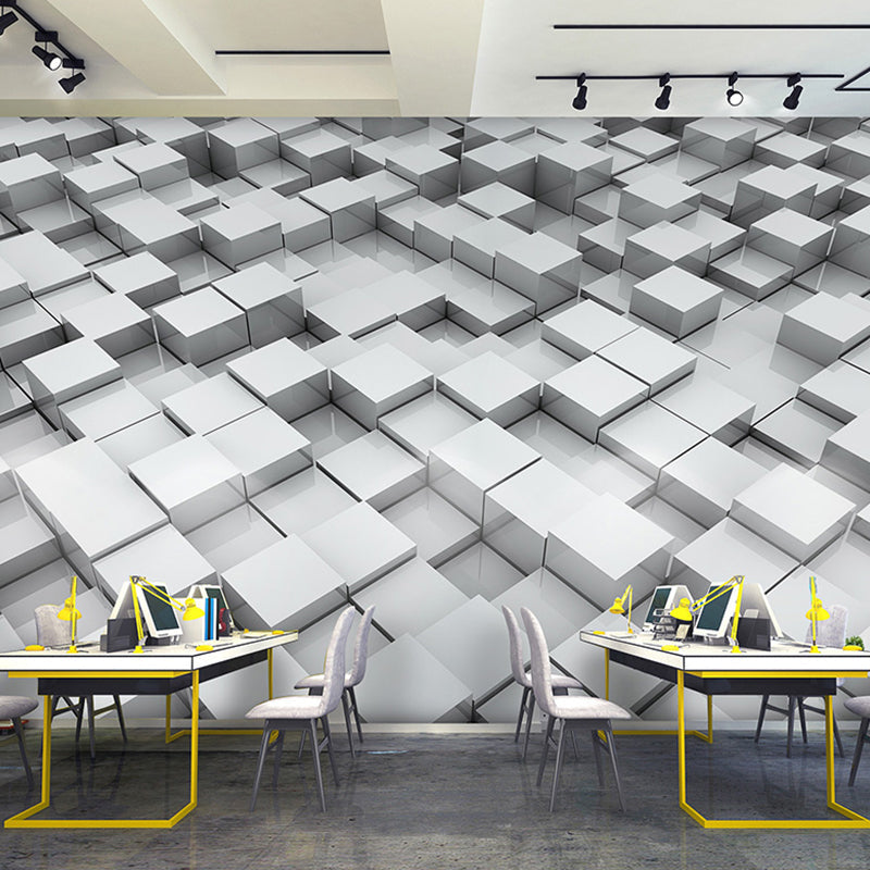 Whole Photo Style Mural Wallpaper with 3D Effect Hexagon in Dark Color for Living Room, Made to Measure Clearhalo 'Wall Decor' 'Wall Mural' 961717