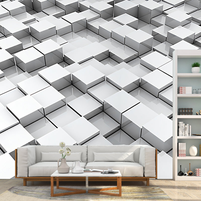 Whole Photo Style Mural Wallpaper with 3D Effect Hexagon in Dark Color for Living Room, Made to Measure Clearhalo 'Wall Decor' 'Wall Mural' 961718