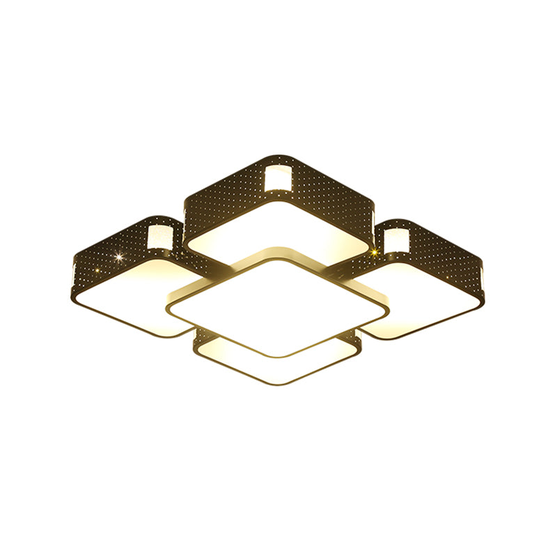 22"/38"/47" W Cube Flush Mount Lamp Modern Acrylic Warm/White Lighting LED Living Room Ceiling Light Fixture in Black/White Clearhalo 'Ceiling Lights' 'Close To Ceiling Lights' 'Close to ceiling' 'Flush mount' Lighting' 961928
