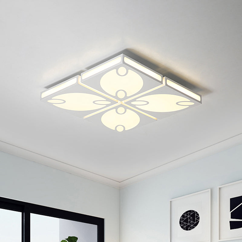 Square Ceiling Mounted Light with Oval Pattern Contemporary Acrylic 19.5"/23.5" W LED Black/White Flush Mount Lamp, Warm/White Light Clearhalo 'Ceiling Lights' 'Close To Ceiling Lights' 'Close to ceiling' 'Flush mount' Lighting' 961951