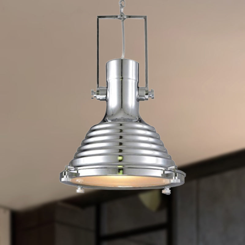 Bronze/Rust/Chrome Finish 1 Head Pendant Lamp Industrial Metallic cone Hanging Ceiling Light, 14"/16" Width Clearhalo 'Art Deco Pendants' 'Cast Iron' 'Ceiling Lights' 'Ceramic' 'Crystal' 'Industrial Pendants' 'Industrial' 'Metal' 'Middle Century Pendants' 'Pendant Lights' 'Pendants' 'Tiffany' Lighting' 962113