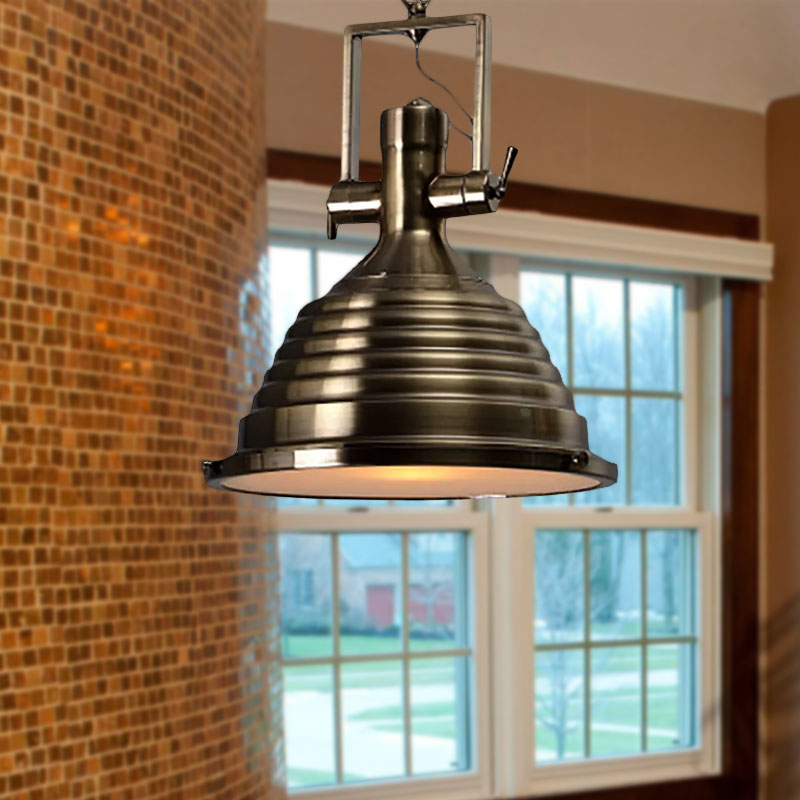 Bronze/Rust/Chrome Finish 1 Head Pendant Lamp Industrial Metallic cone Hanging Ceiling Light, 14"/16" Width Clearhalo 'Art Deco Pendants' 'Cast Iron' 'Ceiling Lights' 'Ceramic' 'Crystal' 'Industrial Pendants' 'Industrial' 'Metal' 'Middle Century Pendants' 'Pendant Lights' 'Pendants' 'Tiffany' Lighting' 962119