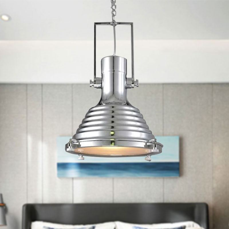 Bronze/Rust/Chrome Finish 1 Head Pendant Lamp Industrial Metallic cone Hanging Ceiling Light, 14"/16" Width Clearhalo 'Art Deco Pendants' 'Cast Iron' 'Ceiling Lights' 'Ceramic' 'Crystal' 'Industrial Pendants' 'Industrial' 'Metal' 'Middle Century Pendants' 'Pendant Lights' 'Pendants' 'Tiffany' Lighting' 962121