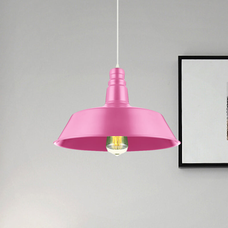 10/14 Inch Wide Barn Living Room Pendant Lighting Industrial Style Metal 1 Bulb Pink/Yellow Hanging Light with Adjustable Cord Clearhalo 'Art Deco Pendants' 'Cast Iron' 'Ceiling Lights' 'Ceramic' 'Crystal' 'Industrial Pendants' 'Industrial' 'Metal' 'Middle Century Pendants' 'Pendant Lights' 'Pendants' 'Tiffany' Lighting' 962140