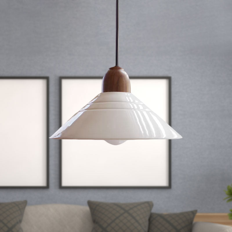 White Conic Pendant Lamp Modern Style Ceramic 1 Light Hanging Light Fixture for Dining Room Clearhalo 'Ceiling Lights' 'Modern Pendants' 'Modern' 'Pendant Lights' 'Pendants' Lighting' 962162