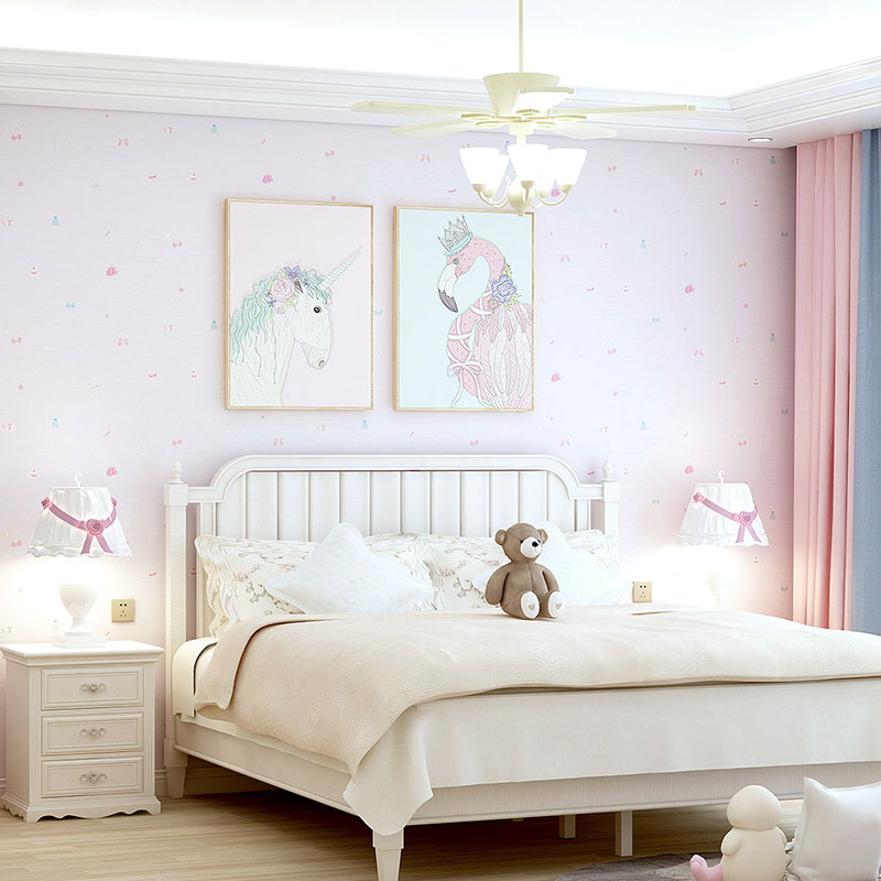 Cute Prince Style Wallpaper Roll for Girl's Bedroom Decoration in Soft Color, Non-Pasted, 33'L x 20.5"W Clearhalo 'Wall Decor' 'Wallpaper' 962670