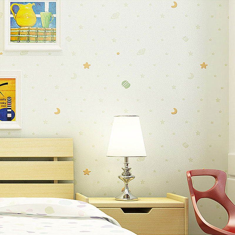 Moon and Star Wallpaper Roll in Soft Color, Modern Wall Covering for Children's Bedroom Clearhalo 'Wall Decor' 'Wallpaper' 962776