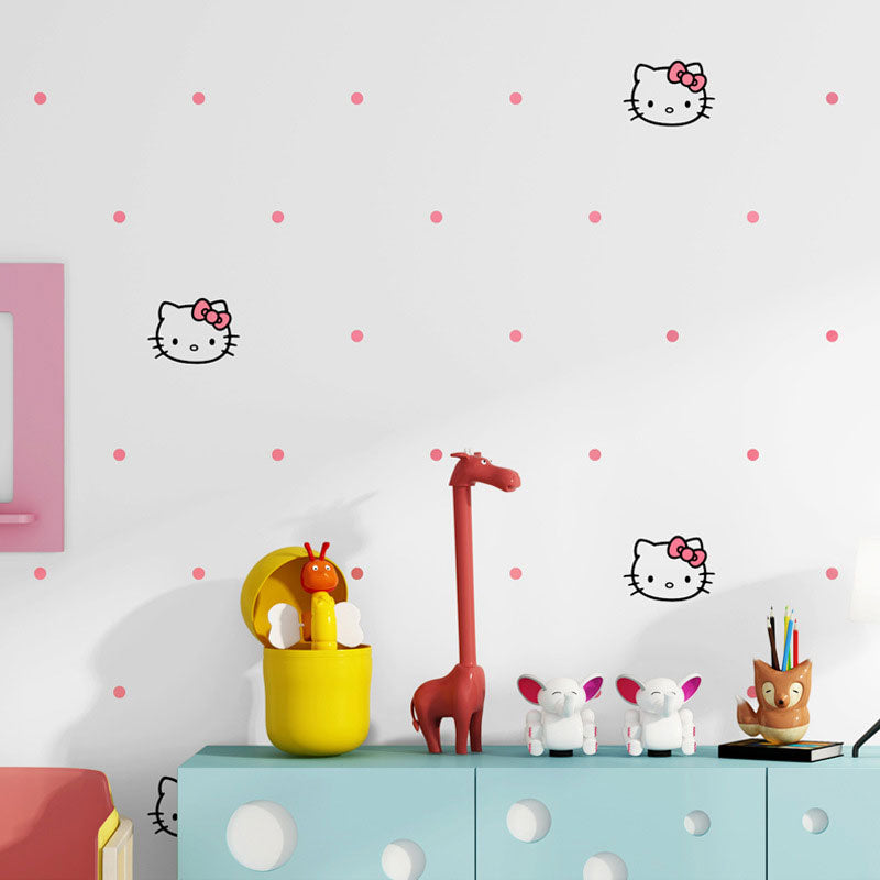 Illustration Style Cute Kitty Wallpaper for Girl's Bedroom in Pink Color, 20.5"W x 33'L Pink Clearhalo 'Wall Decor' 'Wallpaper' 962799