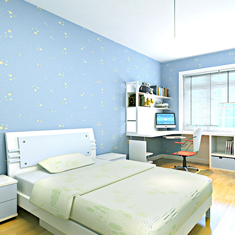 Blue Luminous Star Wallpaper Roll Waterproofing Wall Decor for Children, 33 ft. x 20.5 in Clearhalo 'Wall Decor' 'Wallpaper' 962854