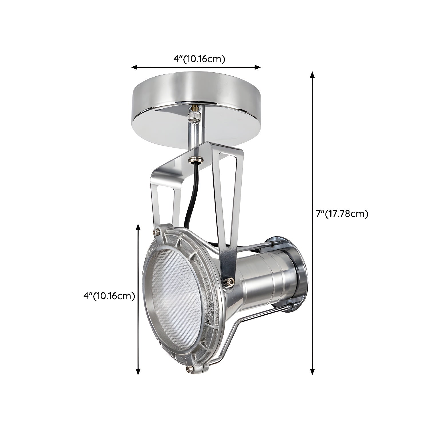 Silver Cone Shape Semi-Flush Mount LED Ceiling Light with Warm Ambient Lighting