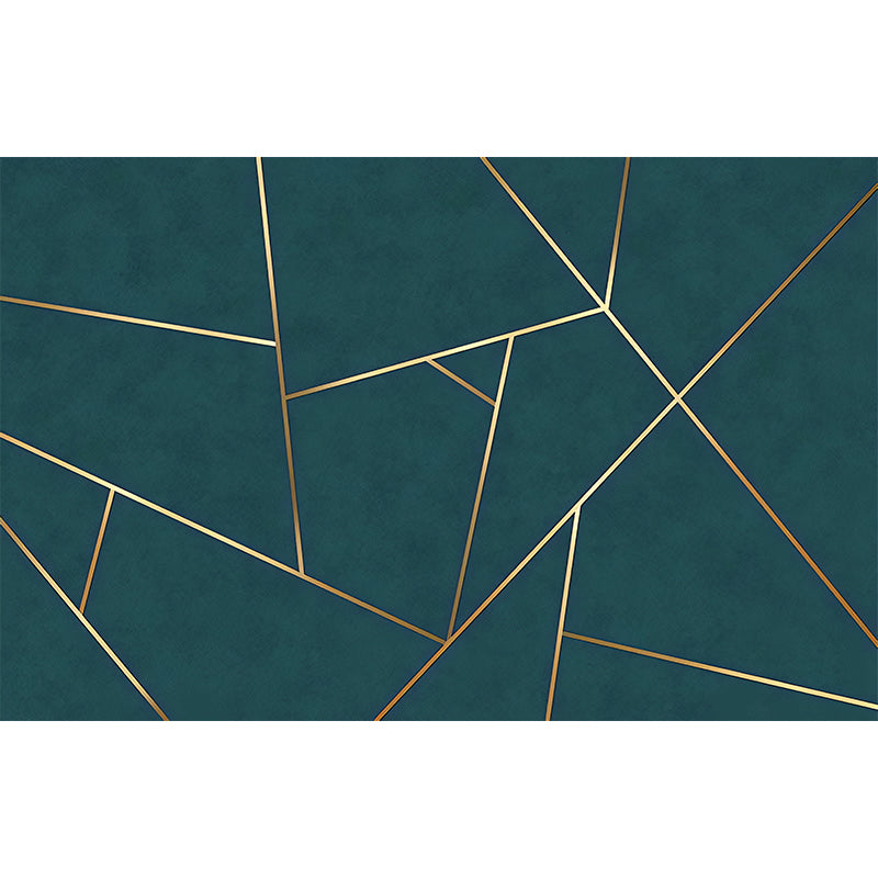 Simple Line and Geometries Mural Wallpaper for Home Decoration, Extra Large Wall Art in Dark Green and Gold Clearhalo 'Wall Decor' 'Wall Mural' 965484