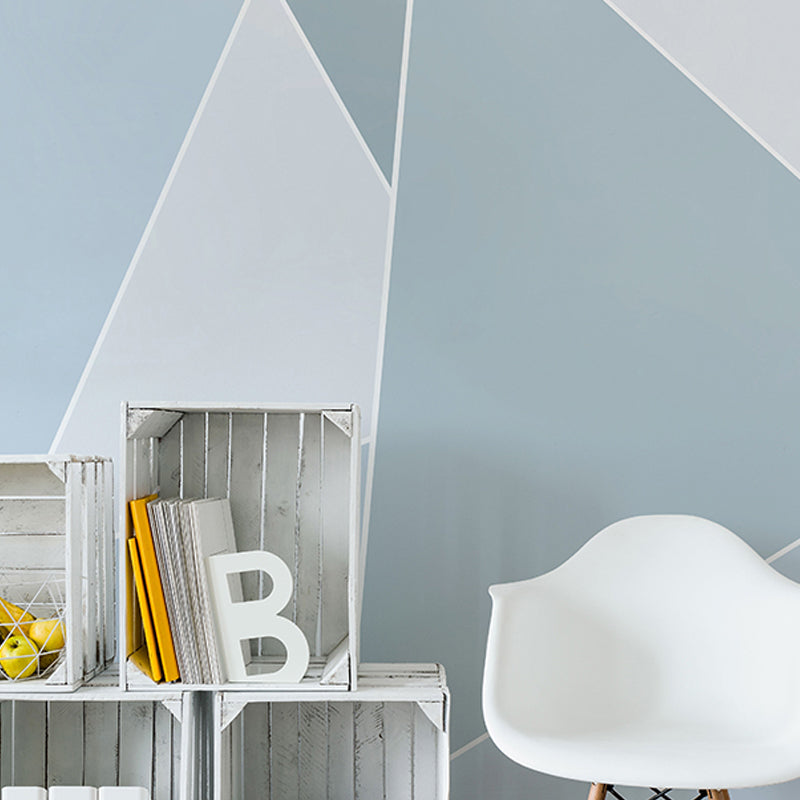 Pastel Color Geometries Mural Wallpaper for Coffee Shop and Living Room, Non-Woven Fabric Blue Clearhalo 'Wall Decor' 'Wall Mural' 965531