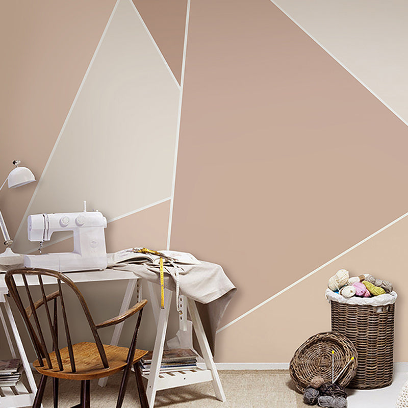 Pastel Color Geometries Mural Wallpaper for Coffee Shop and Living Room, Non-Woven Fabric Pink Clearhalo 'Wall Decor' 'Wall Mural' 965536