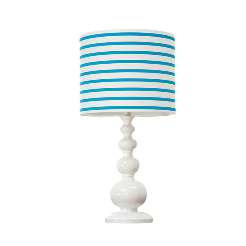 Drum Shade Desk Lighting with Spot/Stripe Shape Minimal Resin 1 Bulb Blue/Pink Night Lamp Clearhalo 'Lamps' 'Table Lamps' Lighting' 966236