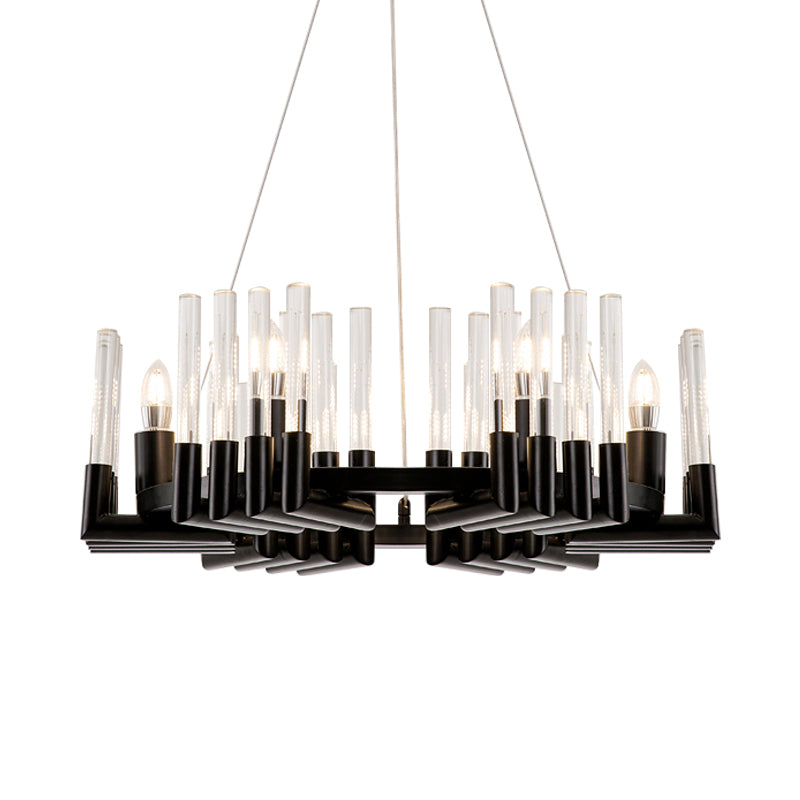 Clear Crystal Candelabra Ceiling Chandelier Minimal 6 Lights Black Finish Hanging Lamp Kit for Dining Room Clearhalo 'Ceiling Lights' 'Chandeliers' 'Modern Chandeliers' 'Modern' Lighting' 968405