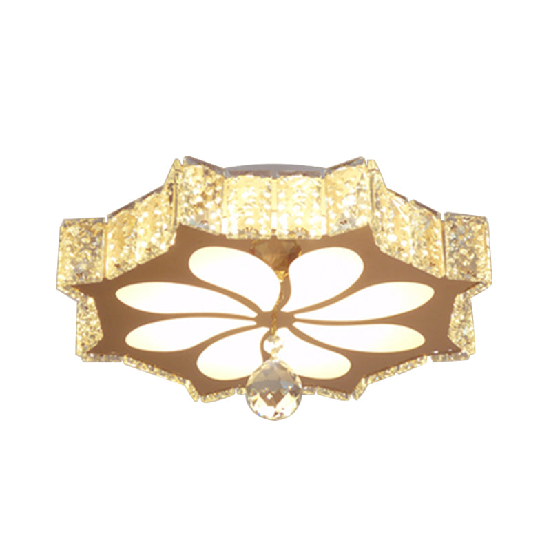 Flower Flushmount Modern Style Faceted Crystal LED Gold Flush Mount Lighting for Corridor Clearhalo 'Ceiling Lights' 'Close To Ceiling Lights' 'Close to ceiling' 'Flush mount' Lighting' 968467