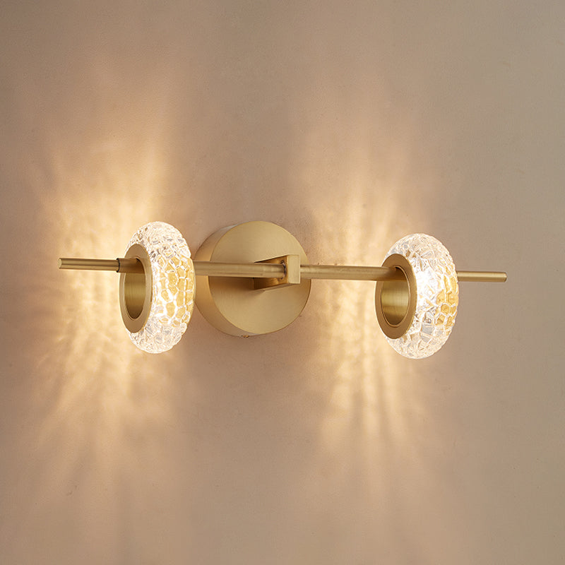 Crystal Double Oval Wall Lighting Ideas Contemporary LED Wall Mount Light Fixture in Brass Clearhalo 'Cast Iron' 'Glass' 'Industrial' 'Modern wall lights' 'Modern' 'Tiffany' 'Traditional wall lights' 'Wall Lamps & Sconces' 'Wall Lights' Lighting' 968517