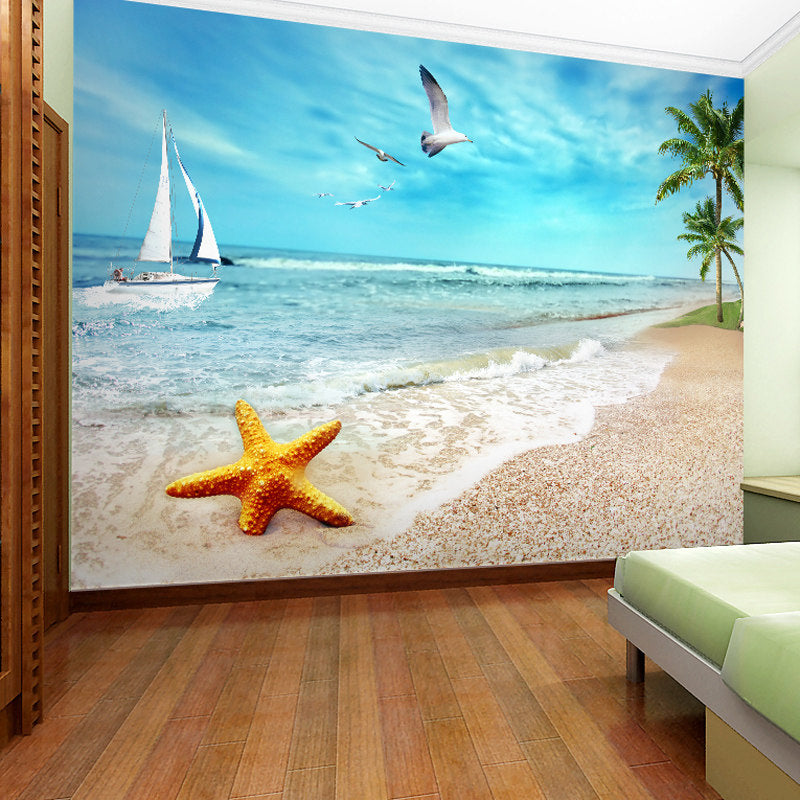 Decorative Seashore Wall Covering Non-Woven Fabric Minimalist Wall Mural for Accent Wall Clearhalo 'Wall Decor' 'Wall Mural' 970063