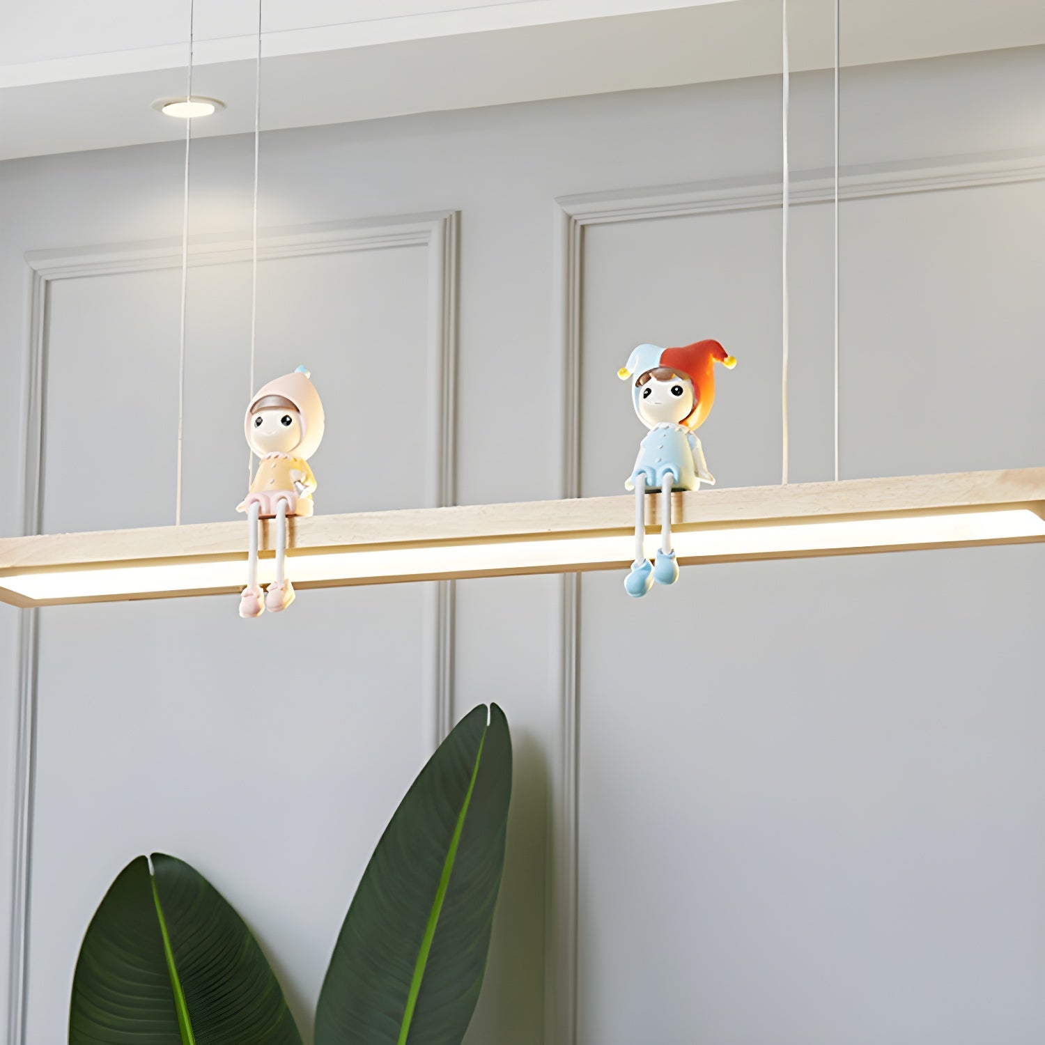 Modern LED Wood Island Light with Rectangle Resin Shade - 1 Light