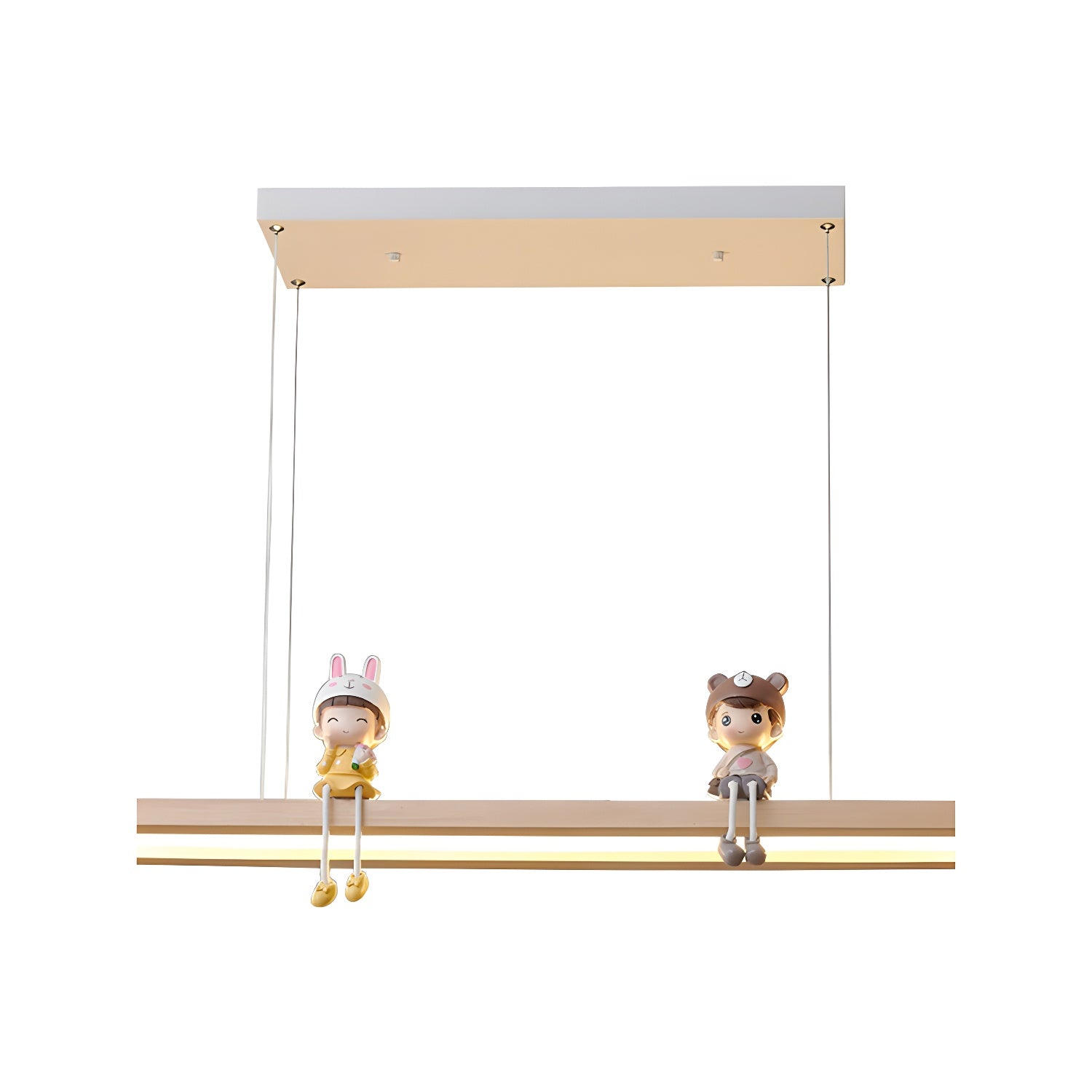 Modern LED Wood Island Light with Rectangle Resin Shade - 1 Light