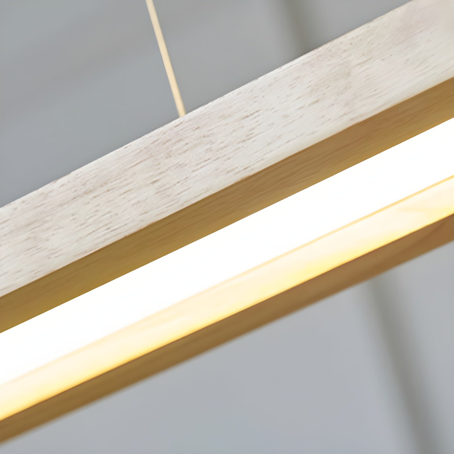 Modern LED Wood Island Light with Rectangle Resin Shade - 1 Light