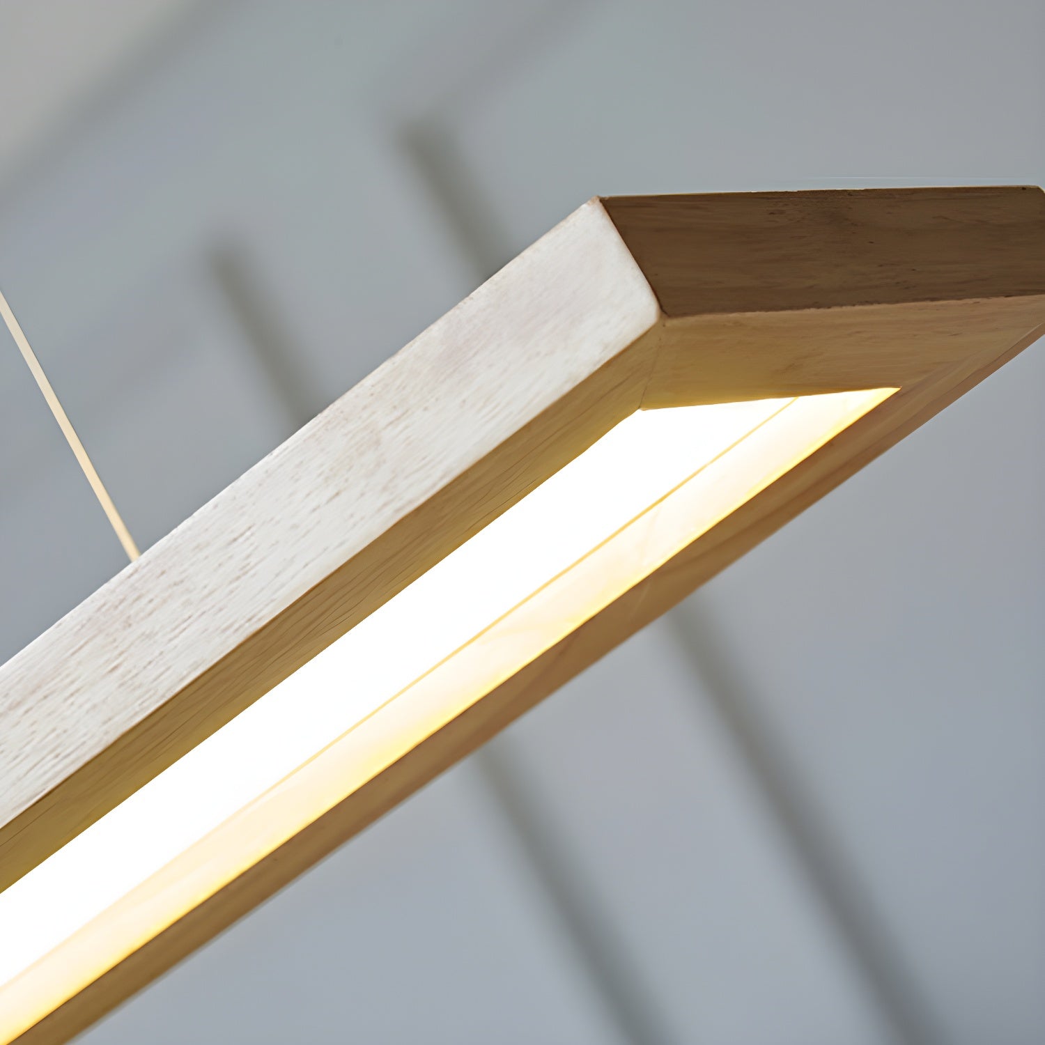 Modern LED Wood Island Light with Rectangle Resin Shade - 1 Light