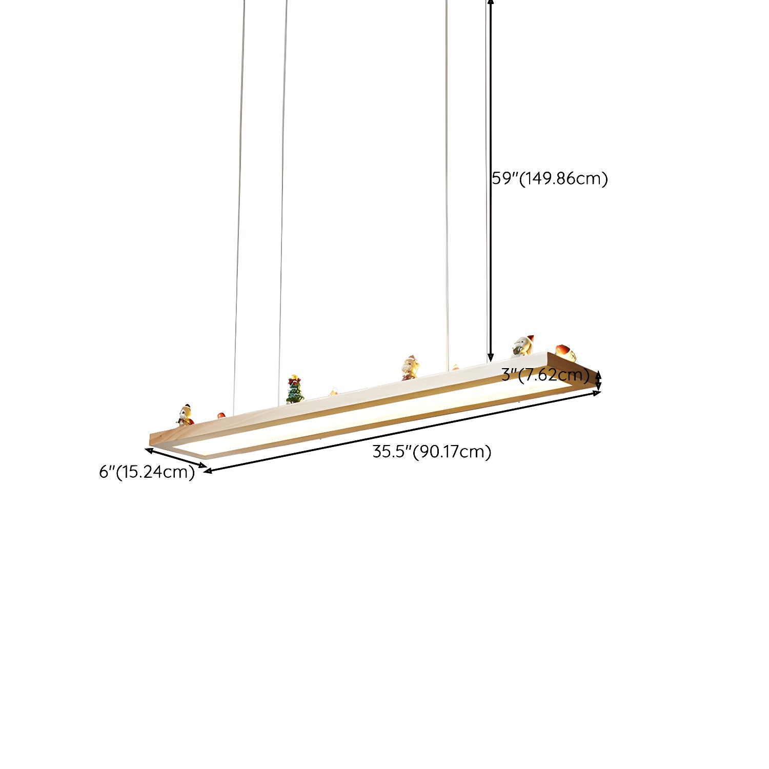 Modern LED Wood Island Light with Rectangle Resin Shade - 1 Light