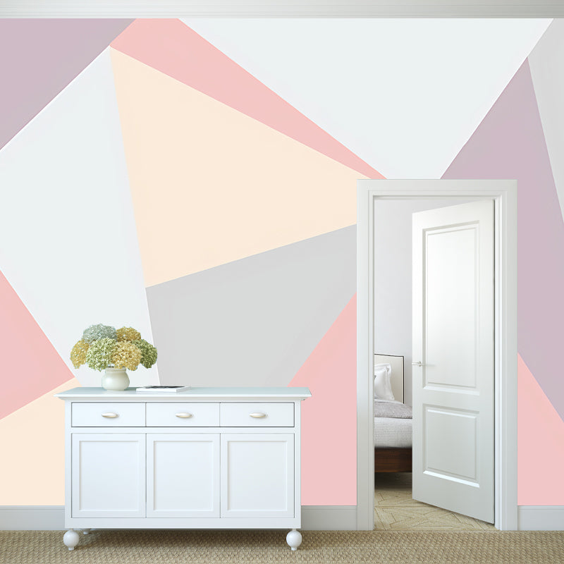 Extra Large Color Block Mural Wallpaper Home Decoration Wall Art in Pink and Blue, Stain-Resistant Clearhalo 'Wall Decor' 'Wall Mural' 975197